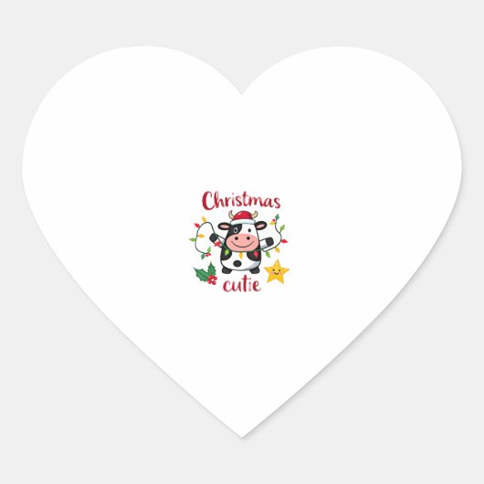 Cow Christmas Cutie Cows Christmas T-Shirt (6) Hart Sticker (Voorkant)
