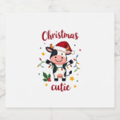 Cow Christmas Cutie Cows Christmas T-Shirt (7) Sparkling Wijnetiket (Enkel label)