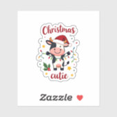Cow Christmas Cutie Cows Christmas T-Shirt (7) Sticker (Vel)