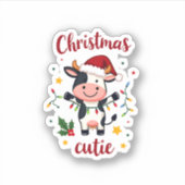 Cow Christmas Cutie Cows Christmas T-Shirt (7) Sticker (Voorkant)