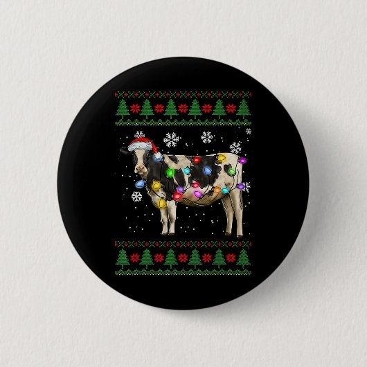 Cow Christmas  Ronde Button 5,7 Cm (Voorkant)