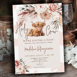 Cow Country Western Cowboy Bloemen Baby Shower Kaart