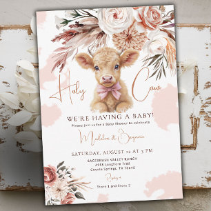 Cow Country Westerse Cowboy Roze Strik Babyfeestje Kaart