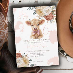 Cow Country Westerse Cowboy Rozen Boog Baby Shower Kaart