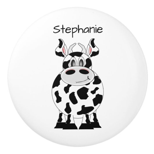 Cow Design Personalised Keramische Knop (Voorkant)