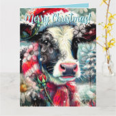 Cow Dreaming of Warmer Times Floral Personalized Kaart (Gele Bloem)