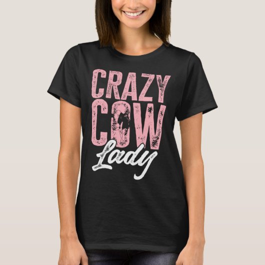 Cow Farm Animals Crazy Cow Lady T-shirt (Voorkant)