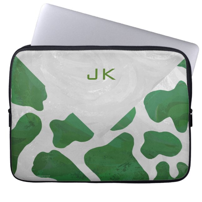 Cow Green en White Monogram Laptop Sleeve (Voorkant)