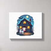 Cow & Haunted Barn Canvas Afdruk (Voorkant)