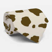 COW HUID bruin, klein afdrukken Stropdas (Opgerold)