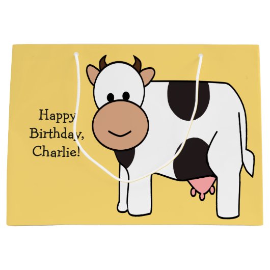 Cow illustratie aangepaste tekstcadeautas large cadeautasje (Voorkant)