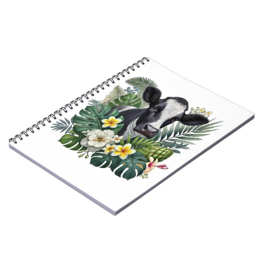 Cow in Floral Jungle Png, Tropical Cow Notitieboek (Linkerzijde)