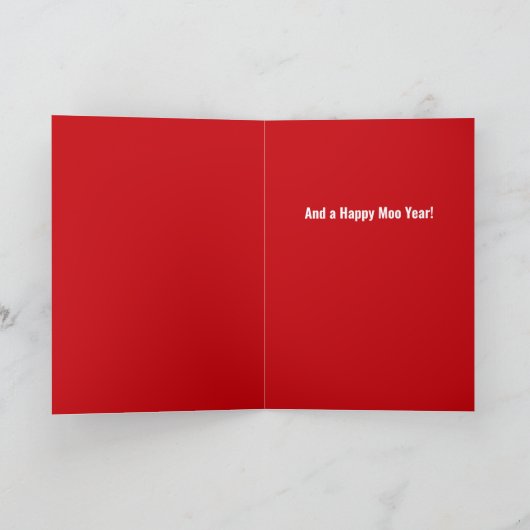 Cow in Santa Hat Mooo-y Christmas, Happy Moo Year Feestdagen Kaart (Binnen)