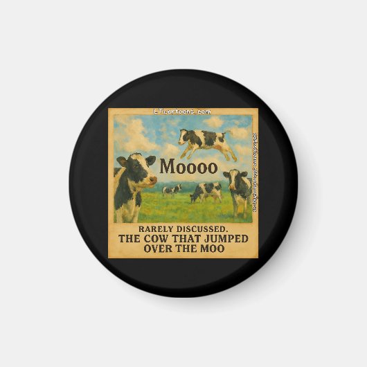 Cow Jumped Over the Moo – Whimsical  Farm Pun Cart Magneet (Voorkant)