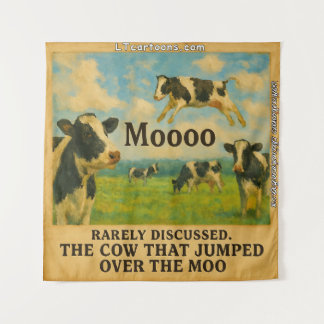 Cow Jumped Over the Moo – Whimsical  Farm Pun Cart Wandkleed