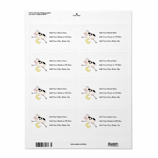 Cow Jumps Over Moon Etiket (Full Sheet)