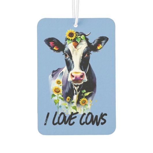 Cow Lovers I Love Cows Holstein Sunflowers Luchtverfrisser (Achterkant)
