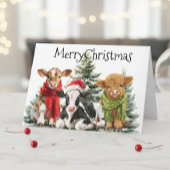 Cow Merry Christmas Calf Babies Kaart