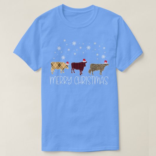 Cow Merry Christmas Cute Plaid Leopard XM'as Pajam T-shirt (Design voorkant)