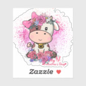 Cow, My First Valentines Day Sticker (Vel)