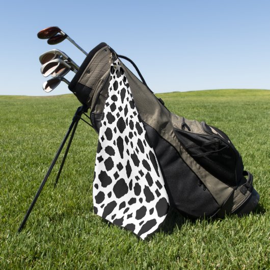 Cow Pattern Animal Print Black and White Golfhanddoek (Groen)