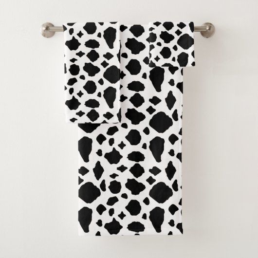Cow Pattern Animal Print Black White Farmhouse Bad Handdoek (Insitu)