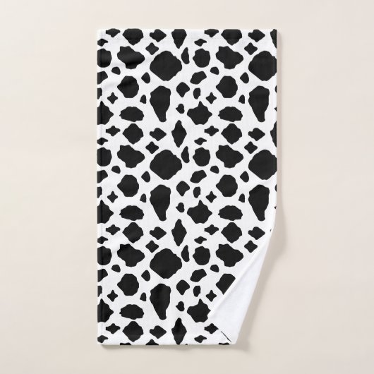 Cow Pattern Animal Print Black White Farmhouse Bad Handdoek (Handdoek)