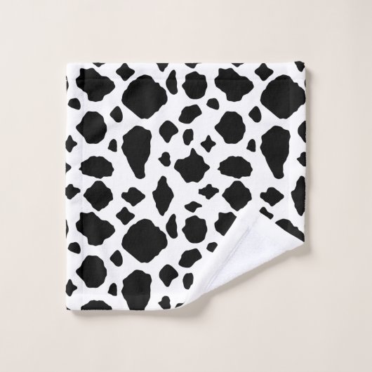 Cow Pattern Animal Print Black White Farmhouse Bad Handdoek (Wasdoekje)