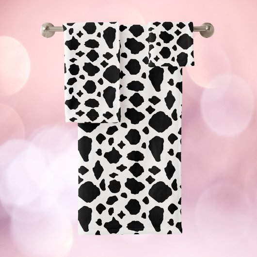 Cow Pattern Animal Print Black White Farmhouse Bad Handdoek
