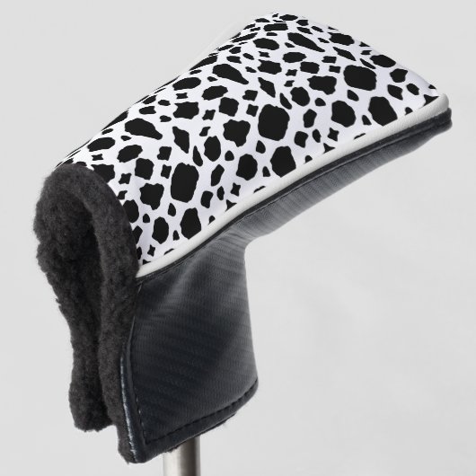 Cow Pattern Animal Print Black White Golfheadcover (3/4 voorkant)