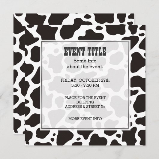 Cow pattern background Square Invitation Kaart (Voorkant / Achterkant)