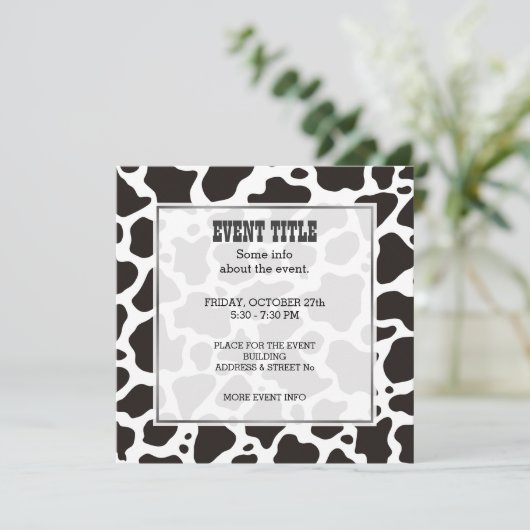 Cow pattern background Square Invitation Kaart (Staand voorkant)