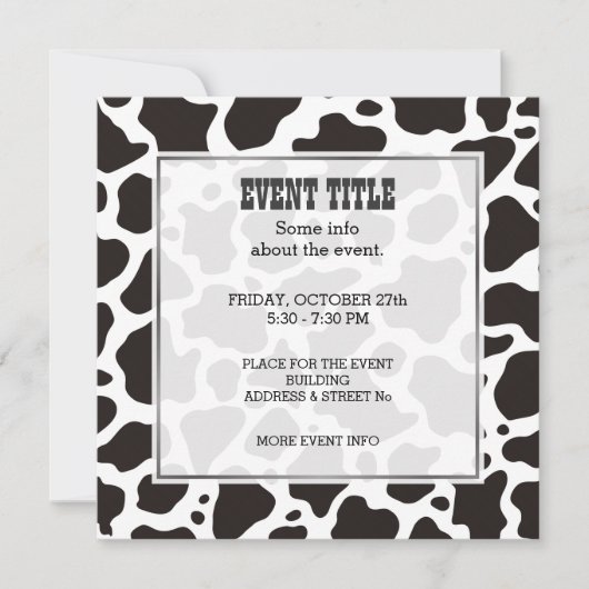 Cow pattern background Square Invitation Kaart (Voorkant)