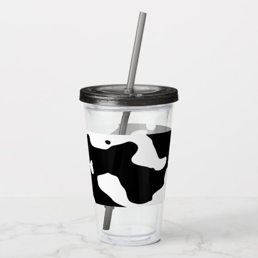 Cow Pattern Black en White Acryl Drinkbeker (Achterkant)