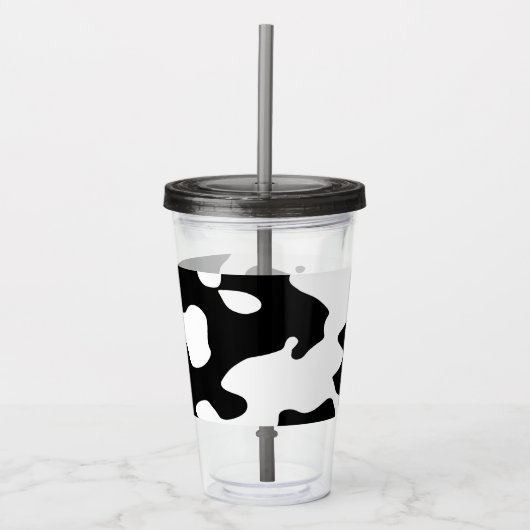 Cow Pattern Black en White Acryl Drinkbeker (Voorkant)