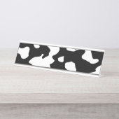 Cow Pattern Black en White Bureau Naambordje (Voorkant)