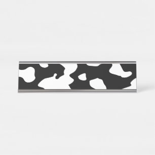 Cow Pattern Black en White Bureau Naambordje