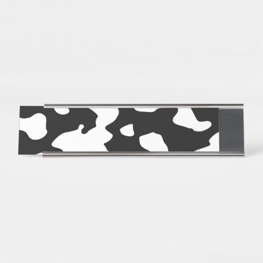Cow Pattern Black en White Bureau Naambordje (Voorkant)