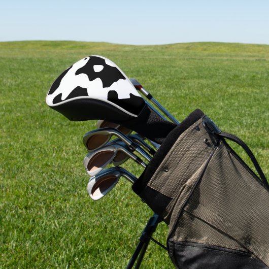 Cow Pattern Black en White Golfheadcover (Insitu)