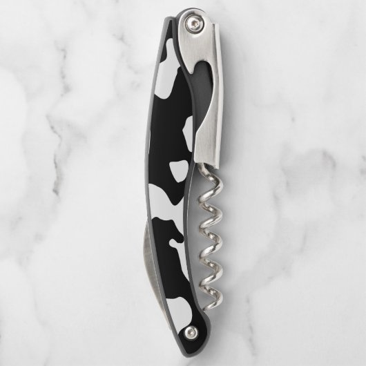 Cow Pattern Black en White Kurkentrekker (Achterkant)