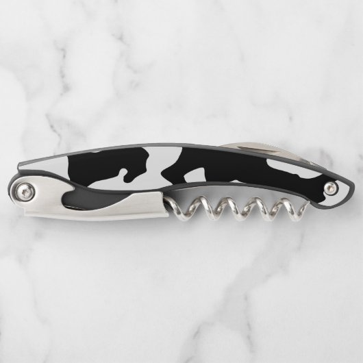 Cow Pattern Black en White Kurkentrekker (Voorkant)