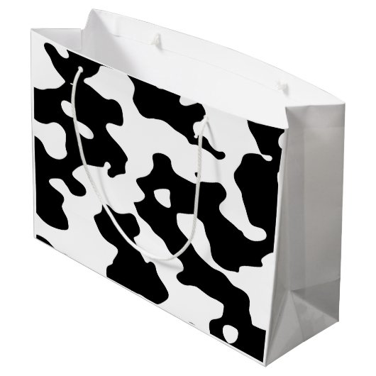 Cow Pattern Black en White Large Cadeautasje (Achterkant Gekanteld)
