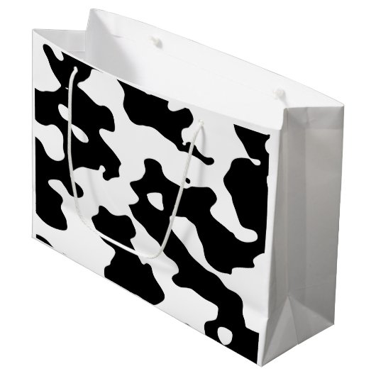 Cow Pattern Black en White Large Cadeautasje (Voorkant Gekanteld)