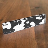 Cow Pattern Black en White Naambordje (Zijkant)