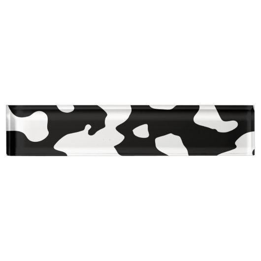 Cow Pattern Black en White Naambordje (Voorkant)