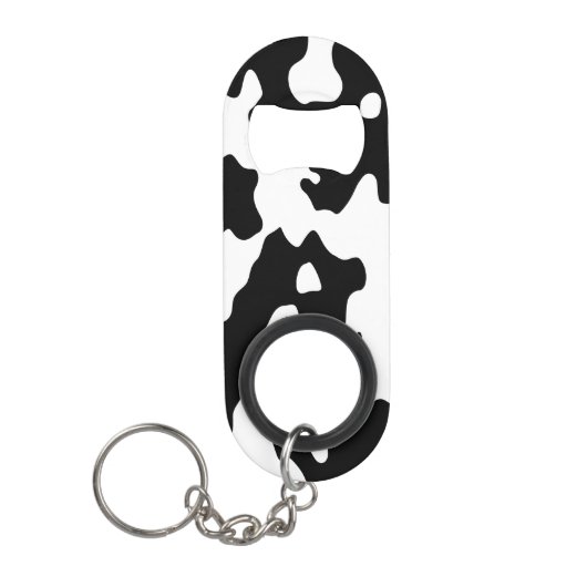 Cow Pattern Black en White Sleutelhanger Flessenopener (Voorkant)