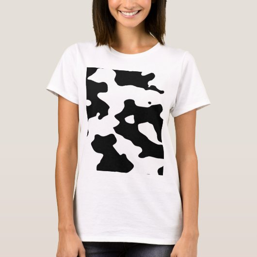 Cow Pattern Black en White T-shirt (Voorkant)