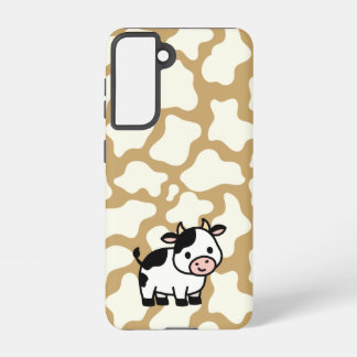 Cow Pattern in White on Light Brown with Cow Samsung Galaxy Hoesje