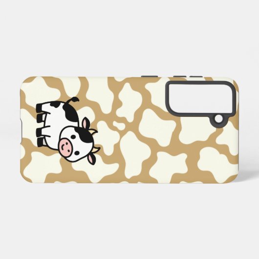 Cow Pattern in White on Light Brown with Cow Samsung Galaxy Hoesje (Achterkant horizontaal)
