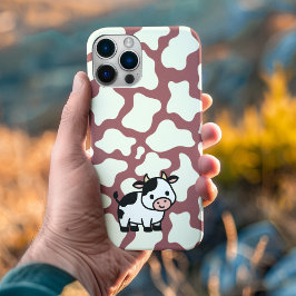 Cow Pattern in White on Red with Cow iPhone 16 Hoesje